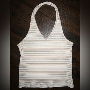 American Eagle Outfitters Ribbed V-Neck Halter Tank